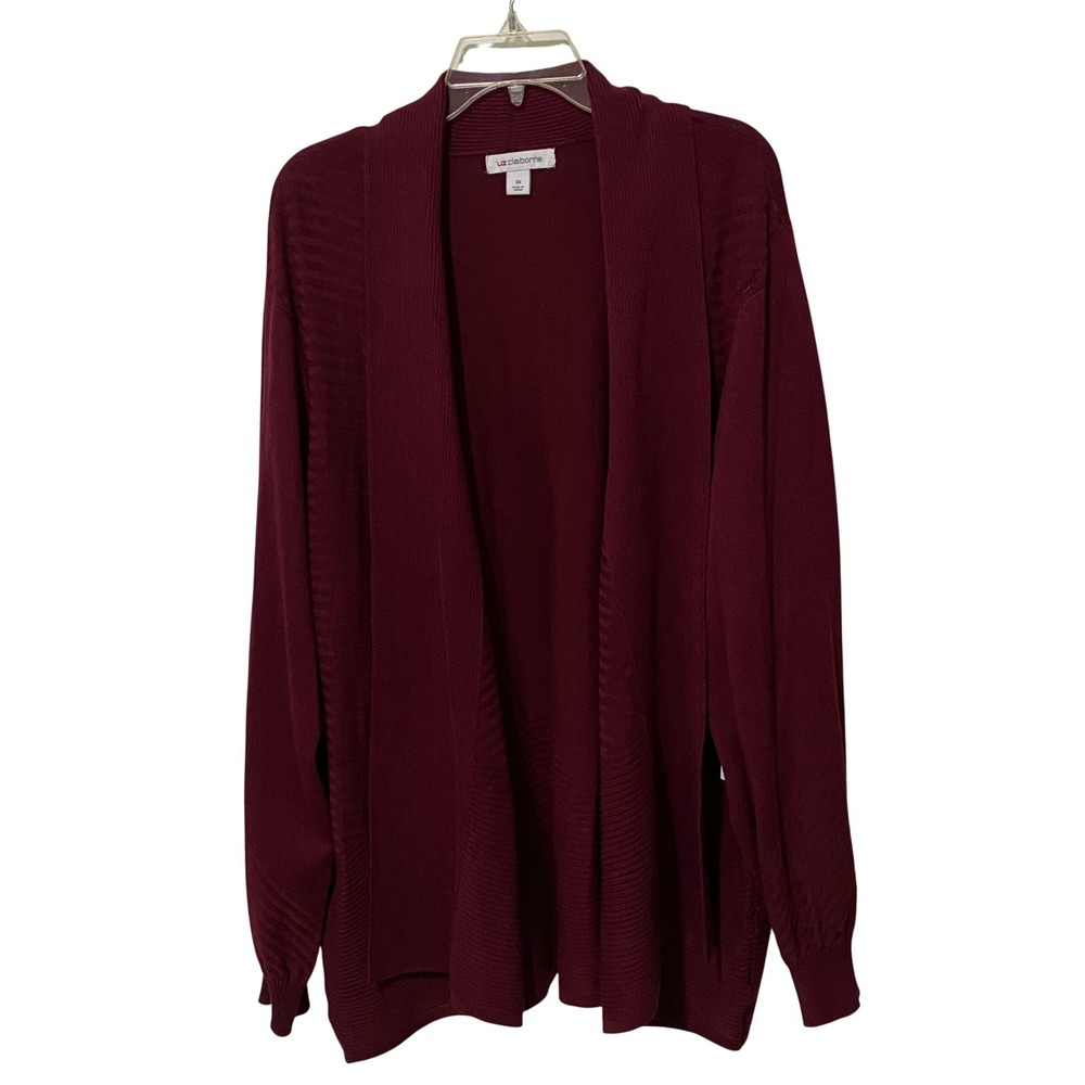Lagenlook Womens 3X Open Front Cardigan Burgundy Business Casual Weekend Travel